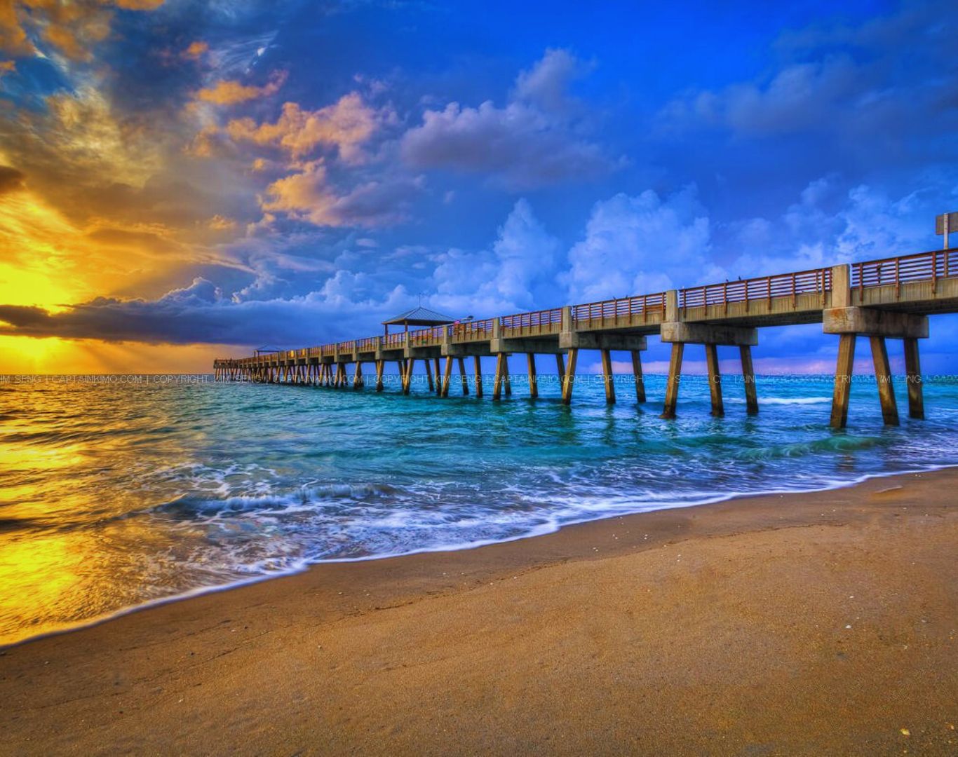 Fishing Pier During a Stormy Sunrise Over Atlantic, Juno Beach, FL